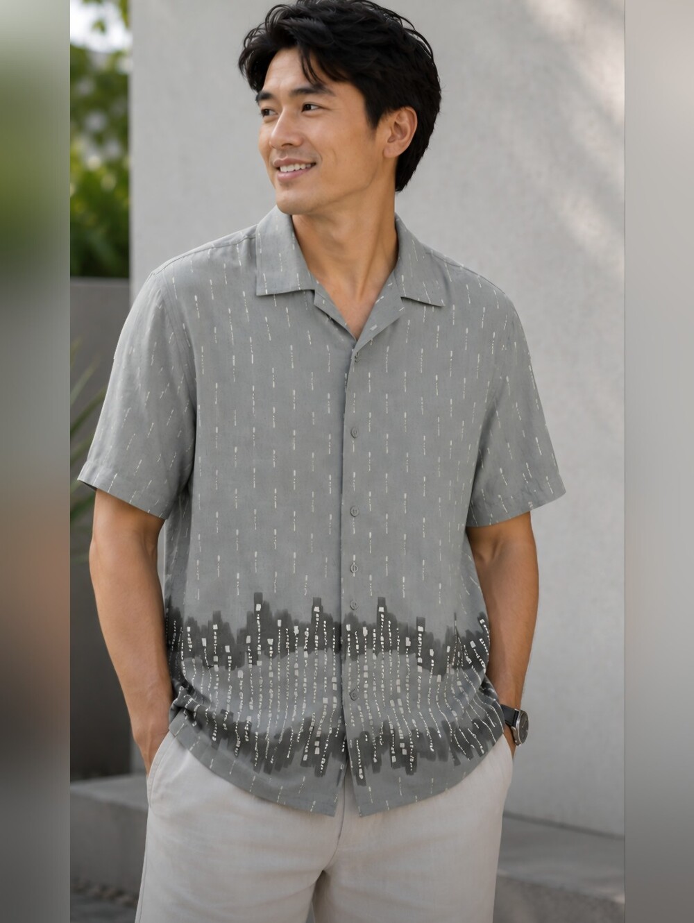ManhattAn- Men’s Sage Short-Sleeve Button-Up Shirt Size MED
